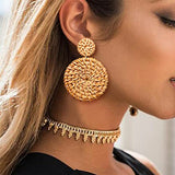 Rattan Earrings Statement Rattan Ball Hoop Earrings for Women Straw Earrings Woven Dangle Drop Earrings (Rattan Earrings Set) (D Rattan Earring Set) HSWE