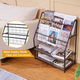 VECELO Magazine Rack FloorStanding,Magazine Display Stand Brochures Newspaper Holders,with 2 Shelves Board for Office,Library,Exhibition Hall,Hospital Indoor&Outdoor,Grey VECELO