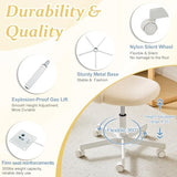 VINGLI Candy Chair Armless Cute Desk Chair,Comfy Small Office Chair with Wheels,Vanity Chair Lumbar Support,Teddy Adjustable Rolling Swivel Computer Task Chair for Home Office,Bedroom,Creamy Beige VINGLI