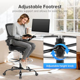 Heromate Drafting Chair Ergonomic Comuputer Standing Desk Chair with Flip-Up Arms and Lumbar Support, Tall Office Chair with Adjustable Footrest, Stool Counter Height Office Chairs Black Heromate