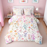 Erosebridal 7 Piece Cute Pink Floral Comforter Set Full with Sheets,Boho Colorful Flower Bedding Set for Kids Girls Women,Bohemian Wildflower Bed Set Rustic Flowers Bed in a Bag with Pillowcases Erosebridal
