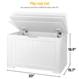 Epetlover Toy Box Storage Chest for Girls Boys, Wooden Trunk Bench w/Flip-top Lid & Safety Hinge, Kids Play Room Nursery Organizer, Bedroom Storage w/ 100L Storage Area (White) Epetlover