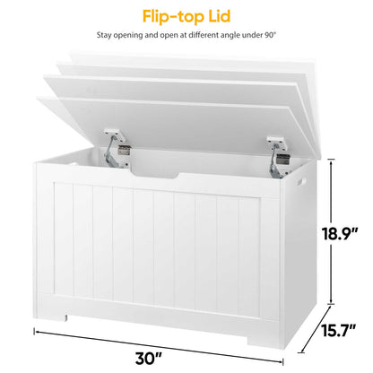 Epetlover Toy Box Storage Chest for Girls Boys, Wooden Trunk Bench w/Flip-top Lid & Safety Hinge, Kids Play Room Nursery Organizer, Bedroom Storage w/ 100L Storage Area (White)