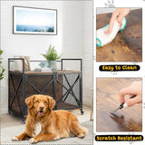 41 Inch Dog Crate Furniture, Heavy Duty Dog Kennel Table with 360° Swivel Wheels, Double Doors, 4 Latches, Vintage Farmhouse Dog House End Table for Large, Medium and Small Dogs, Brown Hipicute