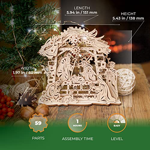 UGEARS Nativity Scene - Mechanical Puzzle 3D - Self Assembly Woodcraft Construction Kits - Wooden Nativity Set - Christmas Puzzles for Kids - Christmas DIY Decorations - Crafts on Idea UGEARS