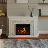 Electric Fireplace with Mantel - Freestanding Heater with Remote Control, Light-Adjustable LED Flames, and Faux Logs and Stones by Northwest (White) Northwest