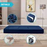 CECER 80" Convertible Floor Sofa Bed，Folding Sofa Bed with 3 Ottomans，Velvet Modular Sectional Futon Sleeper，Foldable Memory Foam Couch for Living Room/Guest Room/Playroom（Blue） CECER