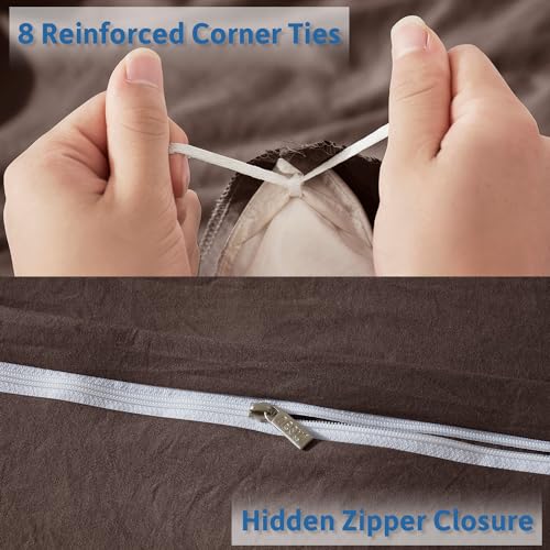 Nestl Twin Duvet Cover Set - Soft Prewashed Chocolate Brown Duvet Cover Twin/Twin XL, 2 Piece, with Zipper Closure, 1 Duvet Cover 68x90 inches and 1 Pillow Sham