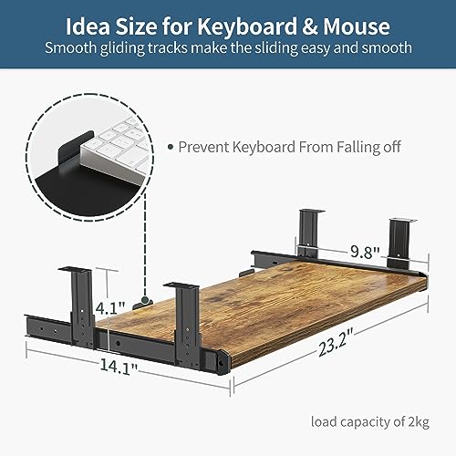 BANTI 63" x 24" Height Adjustable Electric Standing Desk with Keyboard Tray, Sit Stand up Desk with Splice Board, Black Frame/Rustic Brown Top - WoodArtSupply