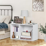 YAHARBO 2 Cube Bookshelf, White Record Player Stand with Vinyl Storage Up to 100 Albums, Horizontal Low Book Shelf, Mini Bookcase with Storage Organizer, Small Turntable Stand for Living Room, Bedroom YAHARBO