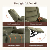 360° Swivel Rocker Recliner Chair for Adults, Nursery Manual Reclining Chair with Arms and Back, Upholstered Glider Rocking with Side Pockets for Living Room, Bedroom Nursing use, Corduroy, Green