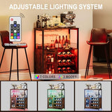 IDEALHOUSE Wine Bar Rack Cabinet with Light, Adjustable Shelves Coffee Bar Cabinet with Mesh Door and Baffle Design, 36 in Tall Small Liquor Bar Cabinet for Home, Kitchen, Dinning Room, Rustic Brown IDEALHOUSE