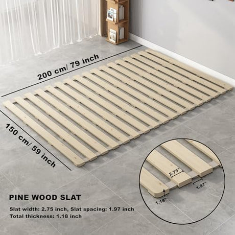 LOBOTOU Floor Bed Frame Japanese Futon Tatami Mat Breathable and Moisture-Proof, The Support Board Under The Mattress (Queen) LOBOTOU