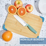 COOK WITH COLOR Bamboo Cutting Board Set- 3 Pc. Large, Medium and Small Non Slip Cutting Boards for Kitchen, Meats, Veggies and Fruit (Light Blue) COOK WITH COLOR