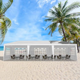 10'x30' Outdoor Canopy Tent, Party Tent with 5 Removable Sidewalls, Event Tents for Parties, Outside Waterproof Wedding Canopy for Birthday, Holiday (White,10x30FT-5Sides) DVIEN