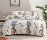 SLEEPBELLA Comforter King Size, 600 Thread Count Cotton Brown Branches and Blue Flowers Off-White Comforter Sets, Down Alternative Bedding Set 3Pcs(King, Off-White Botanical) SLEEPBELLA