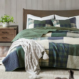 Woolrich Quilt Set Patchwork Channel Quilting, Cottege Coverlet for Twin Size Bed All Seasons, Lightweight Prewashed Cotton Coverlet Bedspread, Shams, Mill Creek, Oversized Twin/Twin XL Green 2 Piece Woolrich John Rich & Bros.