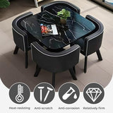Huariifowm Square Dining Table Set – Simple Small Square Table with 4 Chairs, Modern Kitchen & Dining Table Set, Space-Saving Conference Table for Home, Office(Black Grain + Black,32L*32W*29" H) Huariifowm
