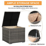 Super Patio 10 Piece Patio Furniture Set, PE Wicker Outdoor Conversation Furniture Set with Ottomans, Storage Box, Coffee Table, Cushions, Clip, Sectional Rattan Sofa for Garden, Porch, Backyard, Grey Super Patio