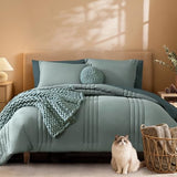 Monbix Full Size Comforter Sets - 7 Pieces Sage Green Bed in a Bag Full Size Bedding Sets with Comforter, Sheets, Pillowcases & Shams Monbix