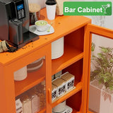 Chshin Metal Locker Storage Cabinet with 2 Mesh Doors and Adjustable Shelves,Orange Metal Locker Cabinets,Coffee Bar Cabinet,Kitchen Pantry Storage Cabinets for Home,Sideboard,Office(40" H) Chshin