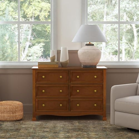 DaVinci Kalani 6-Drawer Baby Dresser for Nursery - Wooden Double Chest of Drawers for Kids, Boys & Girls - Multi-Purpose Storage Dresser for Bedroom, Living Room & Hallway - Easy to Assemble, Chestnut DaVinci