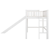 Merax Twin Size Junior Wood Loft Bed with Slide Loft Bunk Bed for Girls Boys,No Box Spring Needed,White Merax