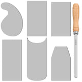 Therwen Card Scraper Burnisher and 6 Pcs Cabinet Scraper Set for Woodworking Card Woodworking Burnishing Tool Include 3 Rectangle 1 Gooseneck and Curved 1 Beveled Hand(Silver) Therwen