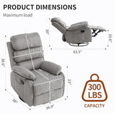 Seanrum Plush Premium Velvet 360° Swivel Rocker Recliner Chair - High Back Glider with Generous Footrest, Supportive Armrests & Side Pocket for Nursery, Living Room & Small Spaces Grey