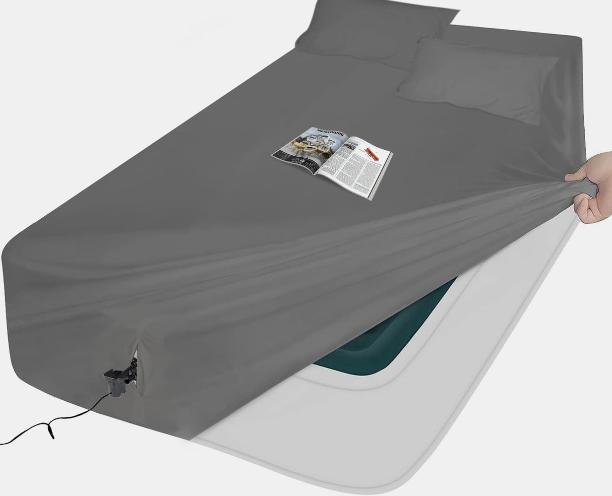 AEHISDHIE Queen Sheet Sets Air Mattress Sheets - 3 Pieces Queen Sheets Sets 16 to 24 inch - Inflate Without Disassembly Convenient & Firm Easy to use Air Mattress (Gray，Queen) AEHISDHIE