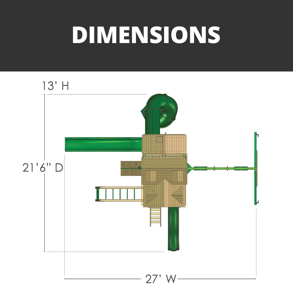Gorilla Playsets 01-0089-AP Empire Wood Swing Set with 3 Play Decks, 3 Slides, and Monkey Bars, Brown Gorilla Playsets