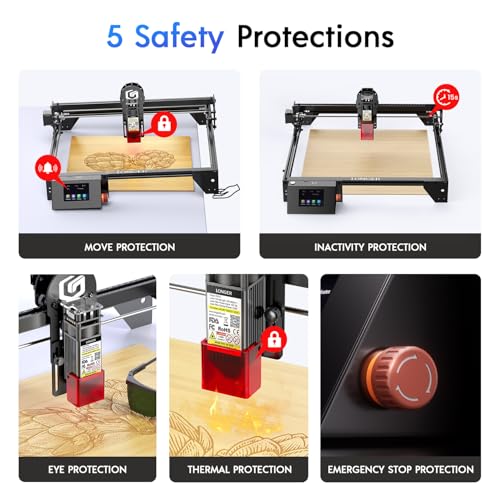 Longer RAY5 Laser Engraver, 5W Output Power, 0.08 * 0.08 mm High Precision ，15.7 "x15.7" Working Area, Equipped with 3.5 inch color screen,Laser Engraving Machine for Wood/Glass/Acrylic/Leather， Longer