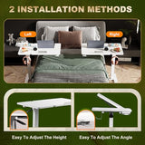 EKNKOZY Standing Desk, Medical Overbed Table with Rolling Tray, Dual Pneumatic Angle and Height Adjustable Desk, Portable Side Table with Hidden Wheels, Home & Hospital Use, White EKNKOZY