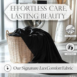 DECOLURE Satin Fitted Sheet Queen Size (1 PC) – Luxuriously Smooth & Softer Than Silk Bed Sheets w/ 15 Inch Deep Pocket Hypoallergenic Wrinkle Free, Secure Snug Fit, Elastic Corner Straps (Black) DECOLURE