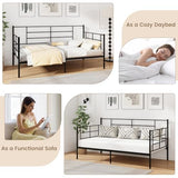IFANNY Daybed Frame, Metal Twin Size Platform Bed with Heavy Duty Slat Support, Space-Saving Sofa Bed Frame for Living Room Bedroom Guest Room, No Box Spring Needed - Black IFANNY