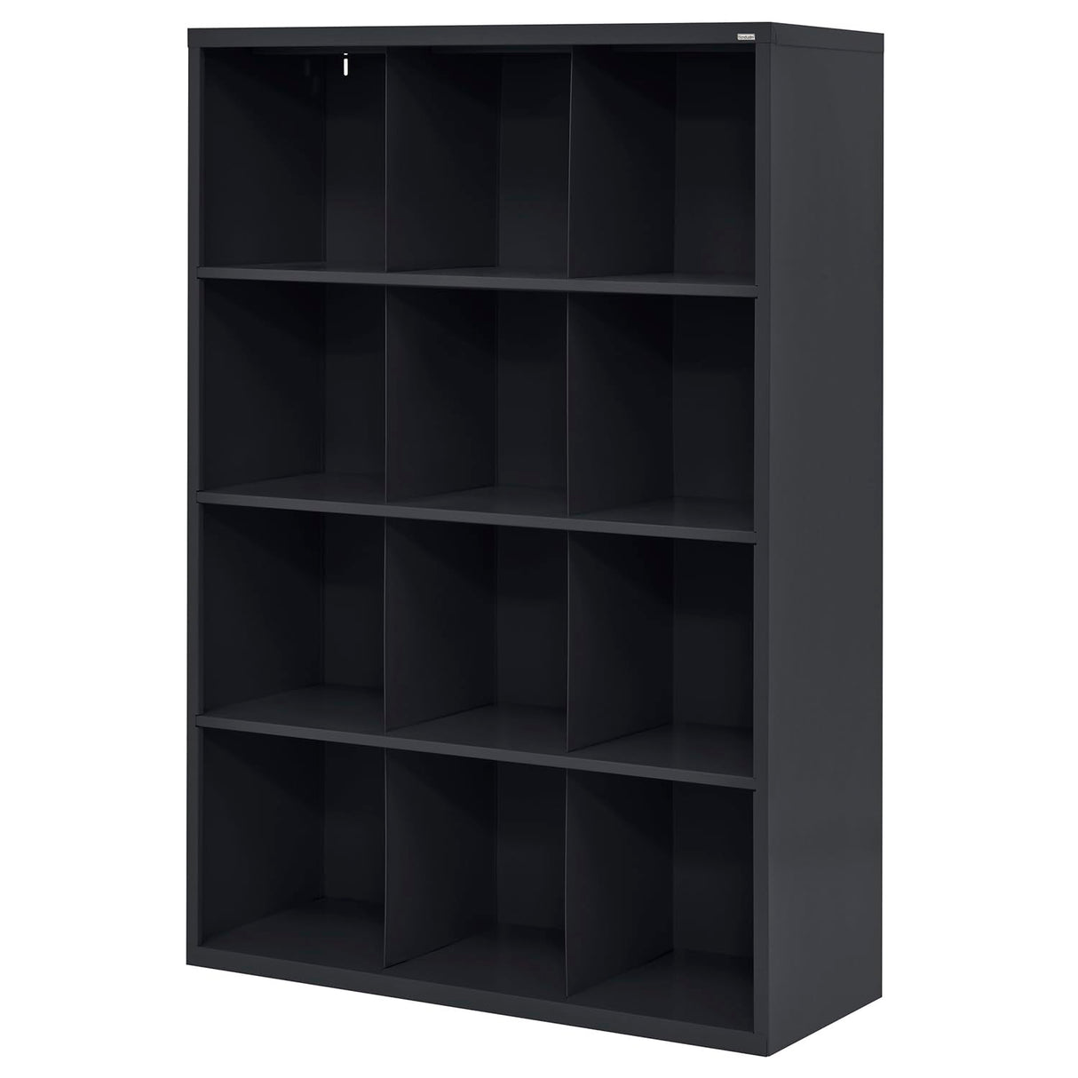 Sandusky Lee IC00461866-09 Heavy Duty Welded All Steel Cubby Storage Cabinet with 12 Sections, 46" Depth x 18" Width x 66" Height, Black Sandusky