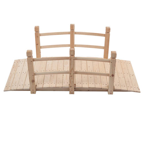 Volowoo Garden Bridge,Wooden Arc Bridge with Rails for Garden,Classic Decoration for Landscaping，Backyard Creek Pond or Farm (59.06 x 26.38 x 22.05)‘’ Volowoo
