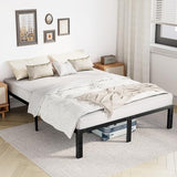 DUMOS Full Size Bed Frame - Metal Platform Bed Frames Mattress Foundation with Steel Slat Support, No Box Spring Needed, Storage Space Under Base, Easy Assembly, Black DUMOS