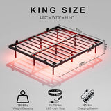 LUKIROYAL Floating Bed Frame King Size with Smart LED Lights and Charging Station - 14 Inch Modern Floating Beds, Bed Frame with Lights, Easy Assembly No Box Spring Needed LUKIROYAL