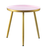 AOJEZOR Night Stands,Small Nightstand Bed Side Table for Kids Room,End Tables Round Nightstand for Bedroom,Pink Metal Tray End Table with Gold Legs Base AOJEZOR