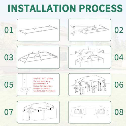 10' x 20' White Gazebo Canopy Tent Featuring 4 Removable Sidewalls, Outdoor Shade Shelter with Transparent Windows, Ideal for Parties, Backyard, Birthdays, Events, Gatherings, Patio, Birthday Usnipoya