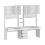 MOUMON Double Office Desk with Drawers and Shelves, Home Office Desk with Doors and Shelves, Double Computer Desk Workstation for Office White (94.5”W x 23.6”D x 86.6”H) MOUMON