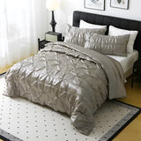 Setguopal Satin Comforter Set King Size, 3-Piece Light Grey Pinch Pleat Bedding Sets, Comforter, Pillowcases, Offering Exceptionally Soft and Smooth Comfort for All Season Use Setguopal