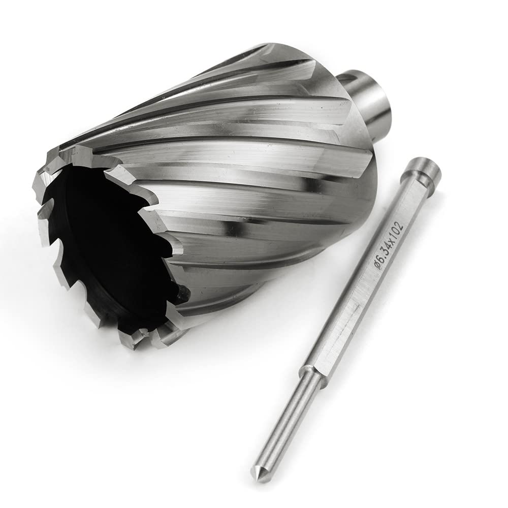 OSCARBIDE Annular Cutter 2 inch Cutting Diameter 2 inch Depth of Cut,3/4 inch Weldon Shank 2 Flat Mag Drill Bit with Pilot Pin for Magnetic Drill Press,1 Piece OSCARBIDE