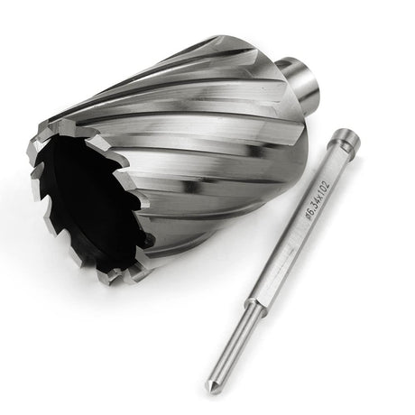 OSCARBIDE Annular Cutter 2 inch Cutting Diameter 2 inch Depth of Cut,3/4 inch Weldon Shank 2 Flat Mag Drill Bit with Pilot Pin for Magnetic Drill Press,1 Piece OSCARBIDE
