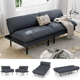 Ribilake 70" Futon Sofa Bed, 4 in 1 Multi-Function Couch Sleeper with Adjustable Backrest, Modern Convertible Futon, Recliner Small Loveseat for Living Room, Office, Grey Ribilake