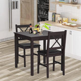 Pazidom Small Dining Table Set 3 Piece Wood Dinning Room Table Set for 2, Square Kitchen Table and 2 Chairs, Space Saving Dinette for Kitchen, Dining Room, Appartment, Dark Brown Pazidom