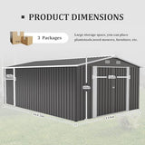 YOPTO 10x14 FT Outdoor Storage Shed, Extra Large Metal Garden Shed with Waterproof Roof, 4 Vents and 3 Lockable Doors,All-Weather Tool Shed Storage House for Backyard, Patio, Lawn,Dark Grey YOPTO
