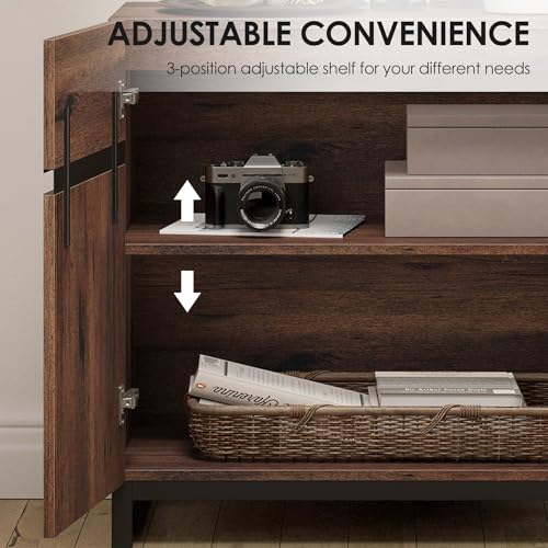WAMPAT 4 PCS Modern 72" Tall Bookshelf with Metal Base and Adjustable Shelves, Library Bookcase with Storage Cabinet and Open Book Shelfs, Wood Bookshelves for Home Office, Living Room, Brown WAMPAT