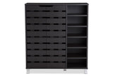 Baxton Studio Shirley Modern & Contemporary Wood 2-Door Shoe Cabinet with Open Shelves, Dark Brown Baxton Studio